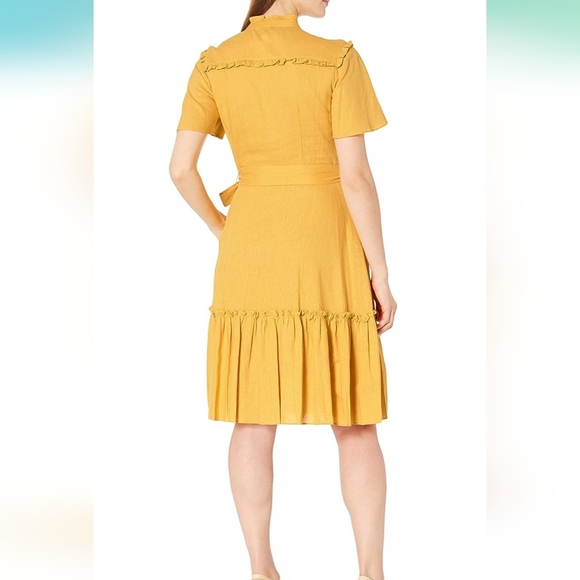 NWT DONNA MORGAN | Linen Ruffle Dress 10/12 - Picture 5 of 6